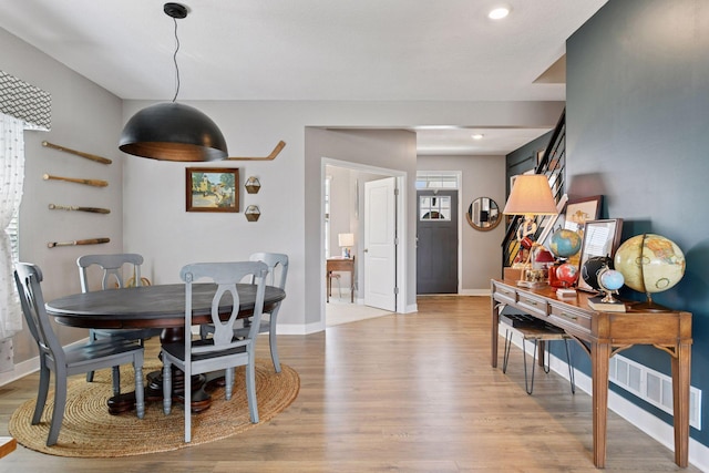 515 Goldenrod Trl, Waconia, MN 55387 - dining room with light wood-style flooring, baseboards, and recessed lighting