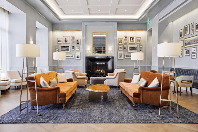 1111 River Pkwy Unit 26C, Minneapolis, MN 55415 - building lobby featuring a wainscoted wall and coffered ceiling