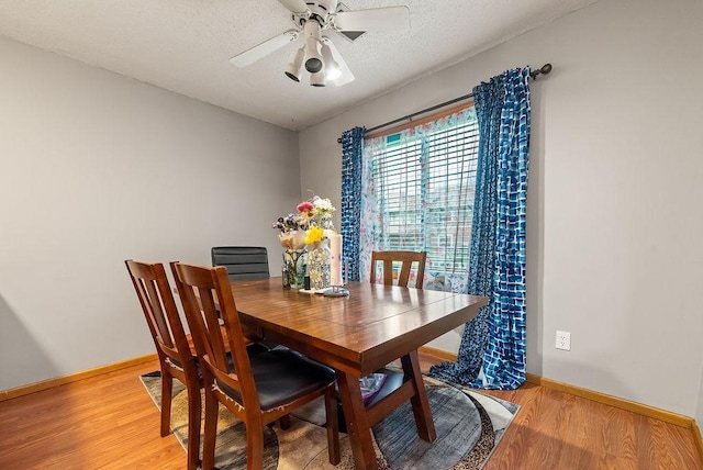 8712 Cottonwood Ln, Maple Grove, MN 55369 - dining space featuring a ceiling fan, light wood-type flooring, and baseboards