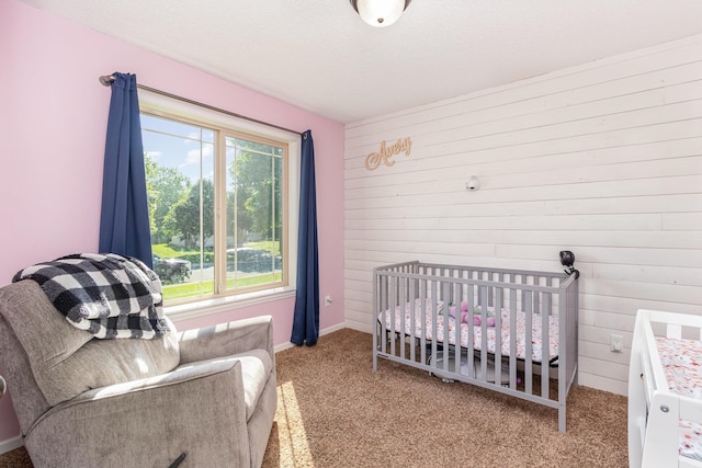 414 Bremen Pass, Waverly, MN 55390 - bedroom featuring light colored carpet and wood walls