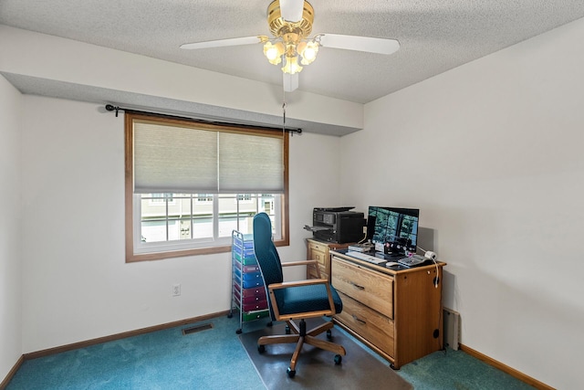 1977 Granite Ave N, Oakdale, MN 55128 - office space with carpet, baseboards, a textured ceiling, and ceiling fan