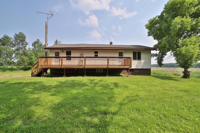 32736 203rd Ave, Clarissa, MN 56440 - rear view of property featuring a wooden deck and a lawn