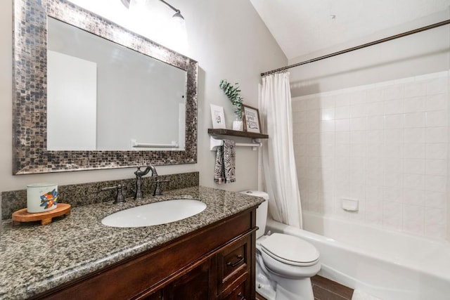 4417 Braddock Trl, Eagan, MN 55123 - full bath with toilet, vanity, and shower / bath combo with shower curtain
