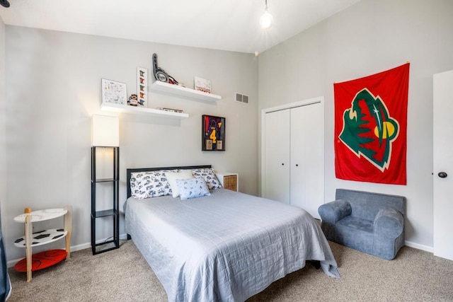 4417 Braddock Trl, Eagan, MN 55123 - carpeted bedroom with lofted ceiling, a closet, and baseboards