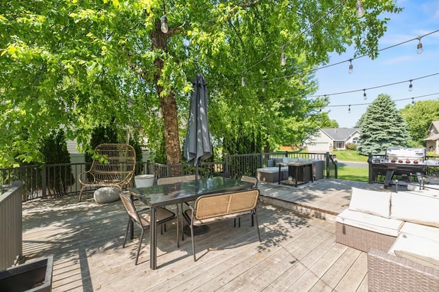 4417 Braddock Trl, Eagan, MN 55123 - deck featuring outdoor lounge area and outdoor dining space