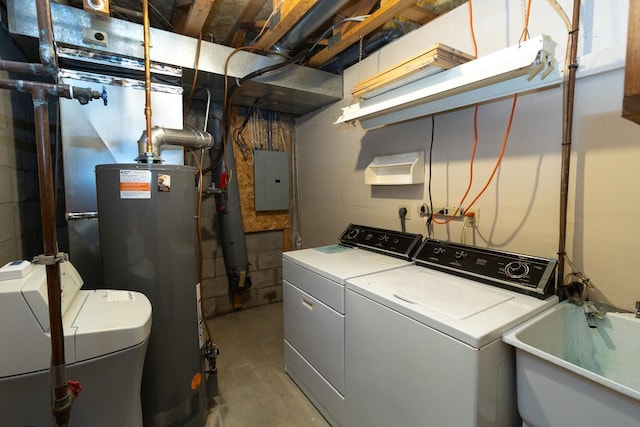 4906 Bayswater Rd, Minnetonka, MN 55345 - washroom featuring washing machine and clothes dryer, water heater, and electric panel