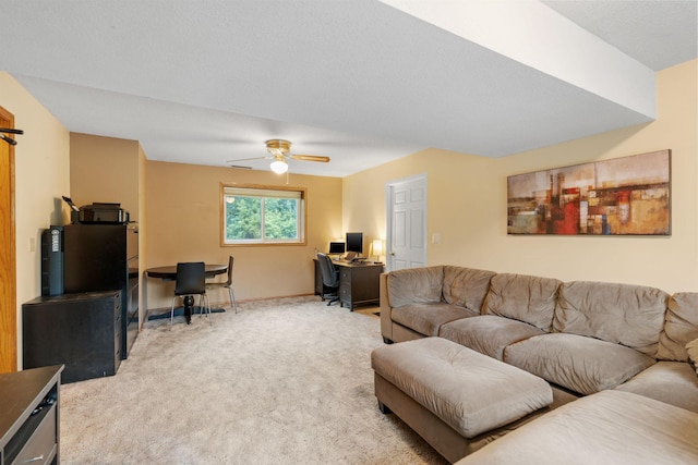 20195 Harrow Ave Way N, Forest Lake, MN 55025 - living area featuring a desk, light carpet, and a ceiling fan
