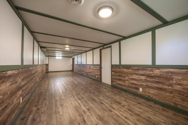 1605 4th St SW, Austin, MN 55912 - finished basement with wood finished floors and wooden walls
