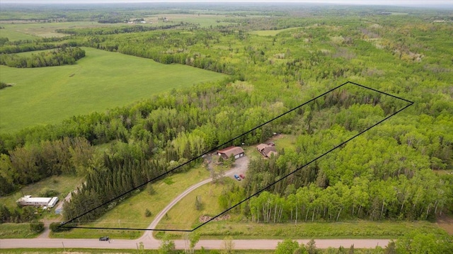 4985 Sam Anderson Rd, Amnicon Twp, WI 54874 - aerial overview of property's location with a forest and property parcel outlined