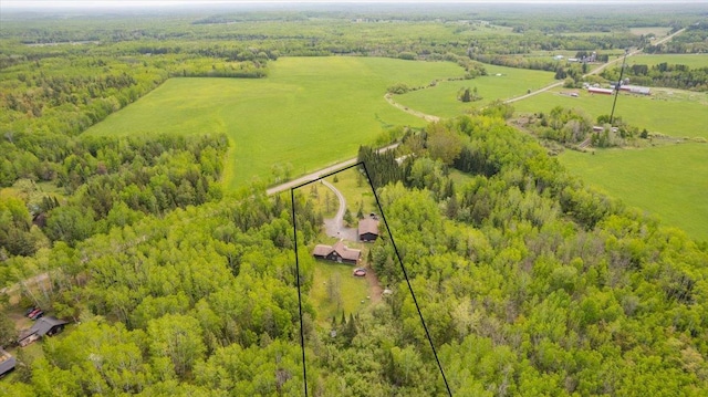 4985 Sam Anderson Rd, Amnicon Twp, WI 54874 - aerial view of sparsely populated area with property boundaries highlighted and a heavily wooded area