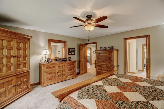 20929 Faron Dr, Nevis, MN 56467 - bedroom featuring light colored carpet, baseboards, and ceiling fan