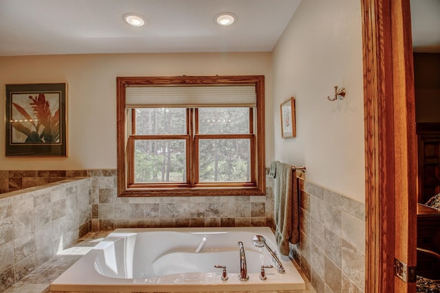 20929 Faron Dr, Nevis, MN 56467 - bathroom with a garden tub, recessed lighting, and wainscoting