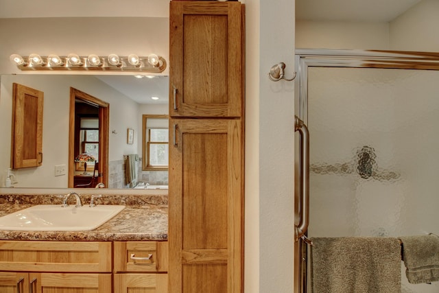 20929 Faron Dr, Nevis, MN 56467 - bathroom with a shower stall and vanity