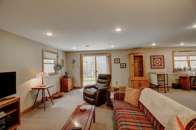 20929 Faron Dr, Nevis, MN 56467 - living area featuring carpet, recessed lighting, and baseboards
