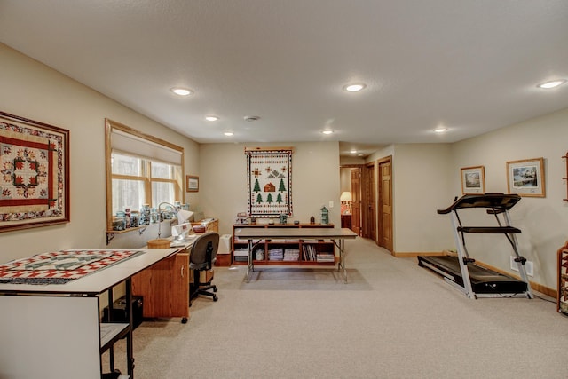 20929 Faron Dr, Nevis, MN 56467 - office space featuring light colored carpet, recessed lighting, and baseboards