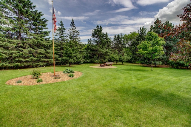 20929 Faron Dr, Nevis, MN 56467 - view of grassy yard with a fire pit