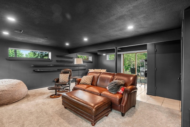 11411 Johnson Cir, Bloomington, MN 55437 - home theater featuring light carpet, recessed lighting, and light tile patterned flooring
