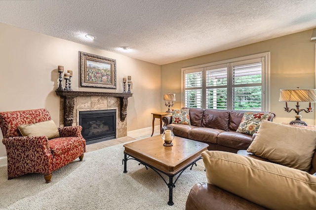 9025 Mcguffey Rd, Eden Prairie, MN 55347 - living area featuring a textured ceiling and a tiled fireplace