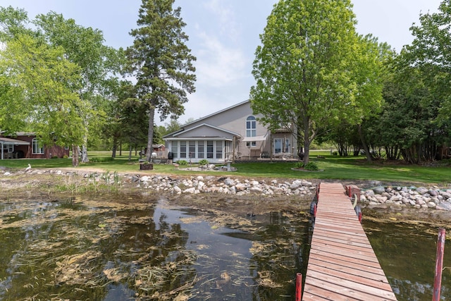17159 Stalker Lake Rd, Battle Lake, MN 56515 - dock with a yard and a water view