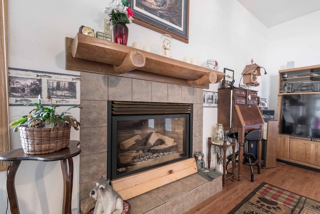 17159 Stalker Lake Rd, Battle Lake, MN 56515 - detailed view of wood finished floors and a tile fireplace