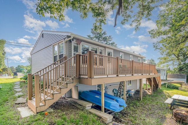 6269 85th St NW, Corinna Twp, MN 55358 - back of property with stairway and a deck