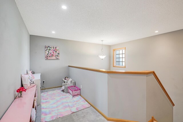 1704 Talon Trl, Eagan, MN 55122 - recreation room with carpet flooring, recessed lighting, a textured ceiling, and baseboards