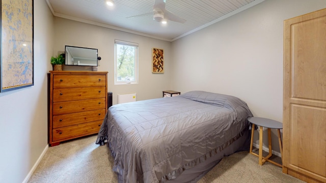 27096 Little Floyd Lake Rd Unit 2, Detroit Twp, MN 56501 - bedroom featuring carpet flooring, ornamental molding, baseboards, and a ceiling fan