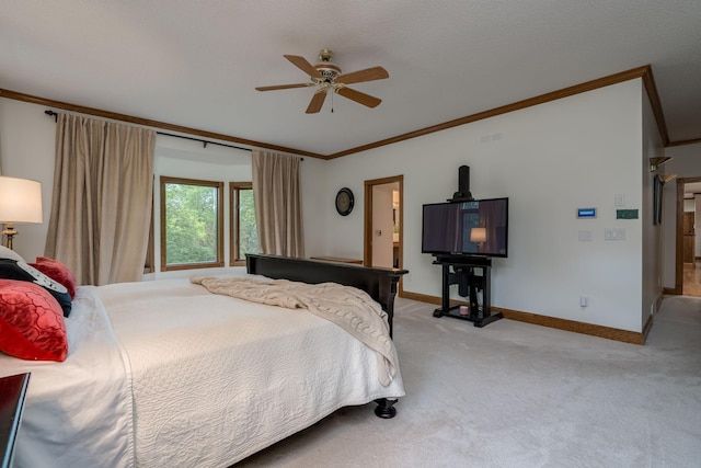 17 Oriole Pl, North Mankato, MN 56003 - bedroom featuring crown molding, light colored carpet, baseboards, and ceiling fan