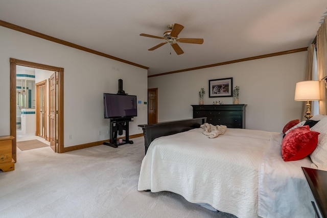 17 Oriole Pl, North Mankato, MN 56003 - bedroom with light carpet, ornamental molding, baseboards, and ceiling fan