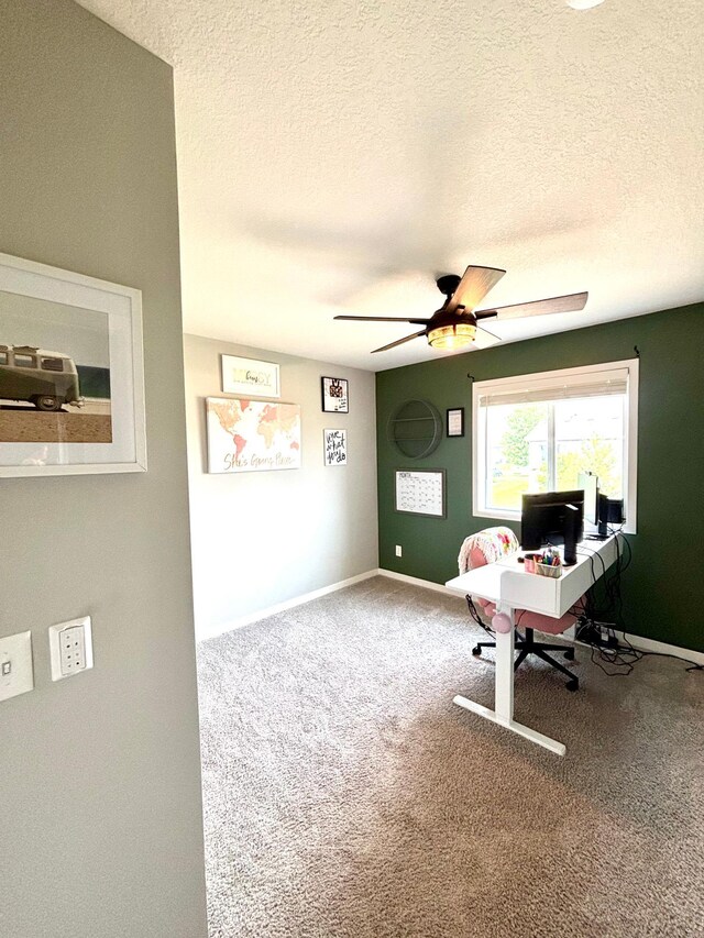 1020 7th Ave NW, Rice, MN 56367 - carpeted office space featuring a ceiling fan, a textured ceiling, and baseboards