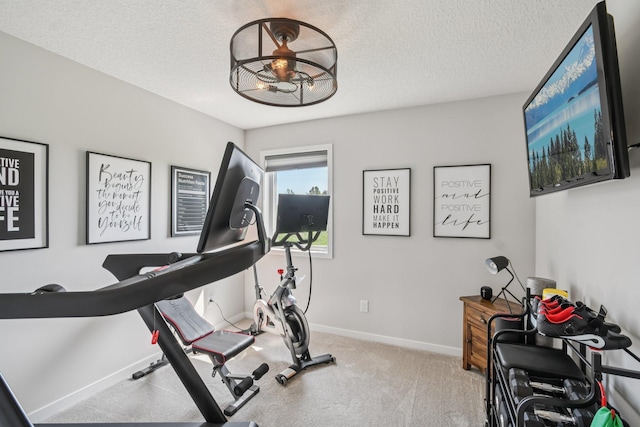 16149 Duvane Way, Lakeville, MN 55044 - exercise room with carpet floors and a textured ceiling