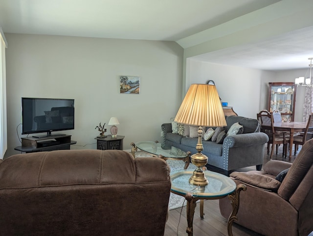 702 Hills Ln, Albert Lea, MN 56007 - living area with a chandelier and wood finished floors
