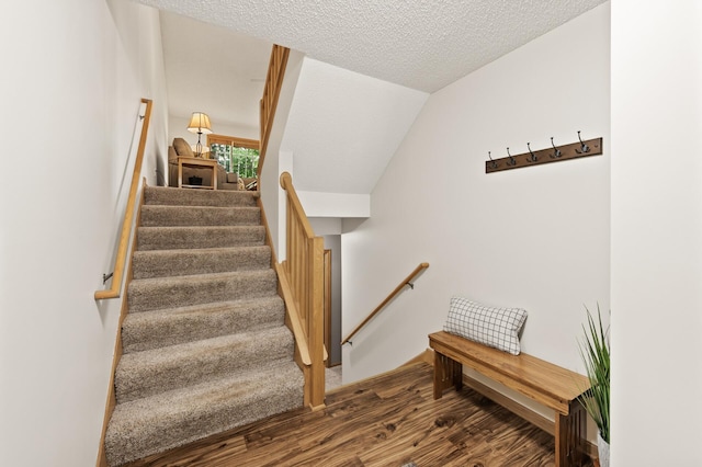 13408 Ximines Ln N, Champlin, MN 55316 - stairs with wood finished floors and a textured ceiling