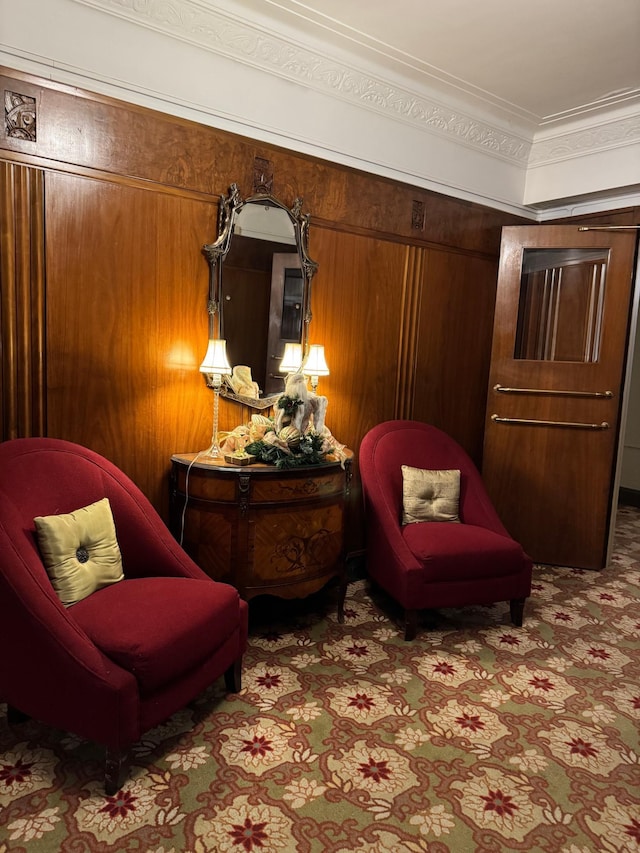 2615 Park Ave Unit 320, Minneapolis, MN 55407 - sitting room with wooden walls and carpet flooring