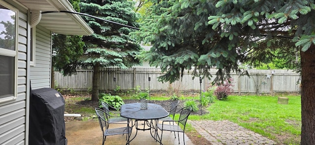 526 Mound St, Owatonna, MN 55060 - fenced backyard featuring a patio area, area for grilling, and outdoor dining area