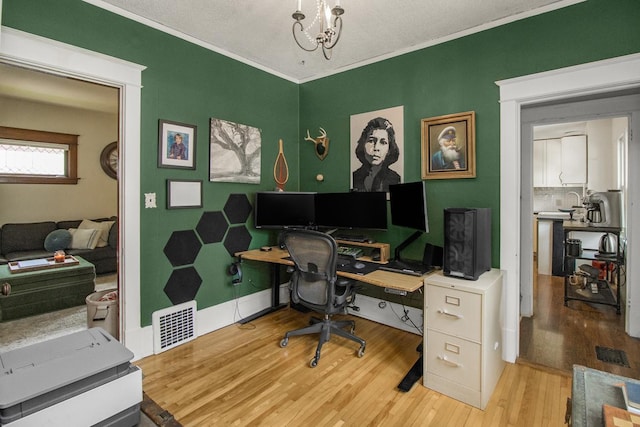 1023 Avon St N, Saint Paul, MN 55103 - office space featuring wood finished floors, a chandelier, and ornamental molding