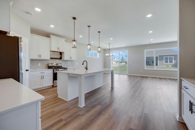 15354 112th Ave N, Dayton, MN 55369 - kitchen with stainless steel appliances, light wood-style flooring, light countertops, white cabinetry, and recessed lighting