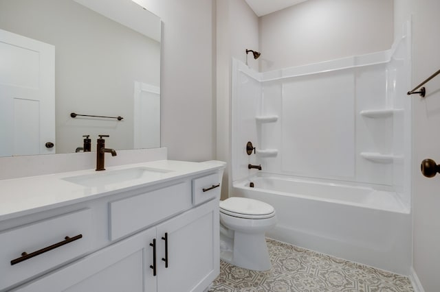 15354 112th Ave N, Dayton, MN 55369 - bathroom featuring vanity, toilet, shower / washtub combination, and tile patterned flooring