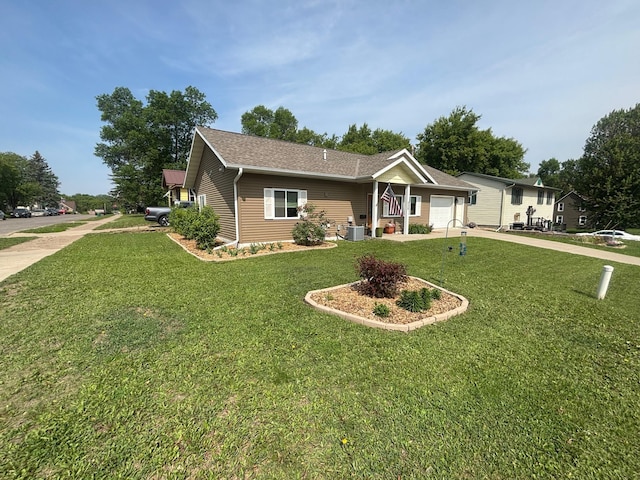 420 14th St, Brainerd, MN 56401 - ranch-style home featuring driveway, a front lawn, a garage, and a shingled roof