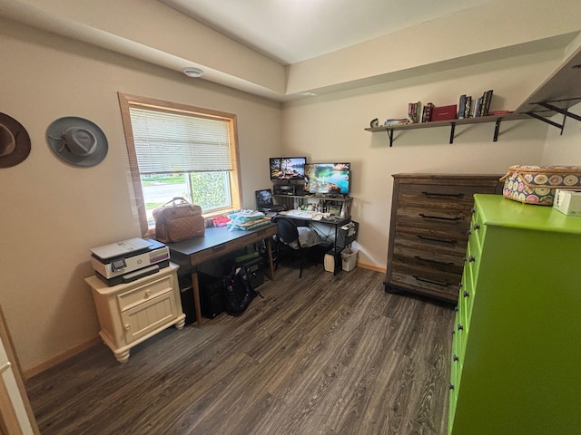 420 14th St, Brainerd, MN 56401 - home office featuring dark wood-style floors and baseboards