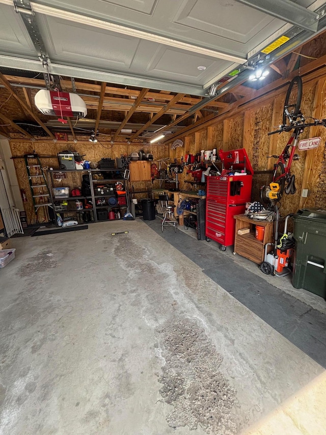 420 14th St, Brainerd, MN 56401 - garage with a garage door opener and a workshop area