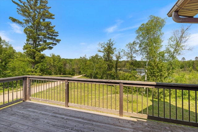 32305 Little E Lake Rd, Bigfork, MN 56628 - wooden deck with a lawn