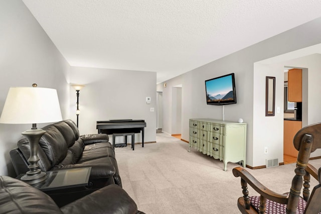 4839 Spring Cir, Minnetonka, MN 55345 - living room with light carpet and a textured ceiling