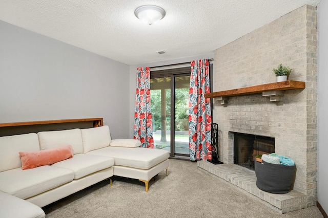 4839 Spring Cir, Minnetonka, MN 55345 - carpeted living area featuring a fireplace and a textured ceiling