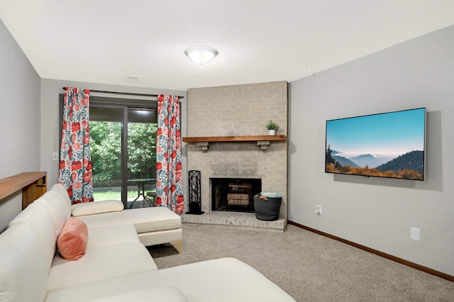 4839 Spring Cir, Minnetonka, MN 55345 - carpeted living room with a brick fireplace and baseboards