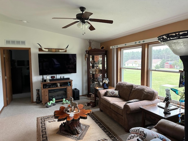21250 Farm View Dr, Park Rapids, MN 56470 - living room with carpet and a ceiling fan