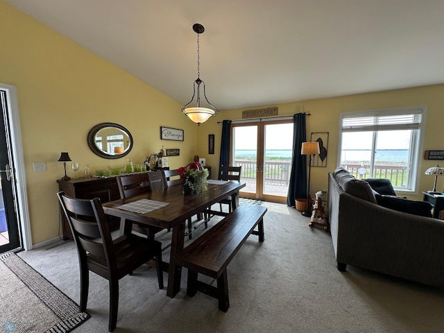 44556 Mcgowan Estates Rd, Rush Lake Twp, MN 56571 - carpeted dining room featuring lofted ceiling