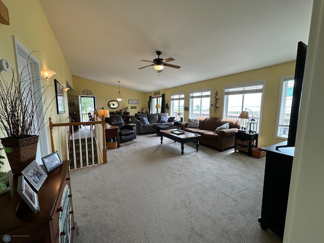 44556 Mcgowan Estates Rd, Rush Lake Twp, MN 56571 - living room featuring carpet floors, plenty of natural light, and a ceiling fan