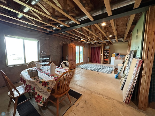 44556 Mcgowan Estates Rd, Rush Lake Twp, MN 56571 - dining room featuring unfinished concrete flooring