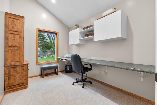 15350 Drexel Way, Apple Valley, MN 55124 - office area with built in study area, light carpet, and lofted ceiling